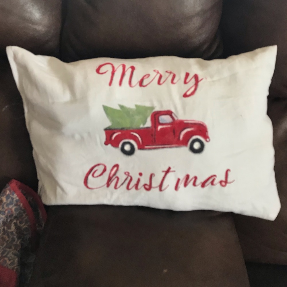 Merry Christmas Decorative Pillow Hand painted